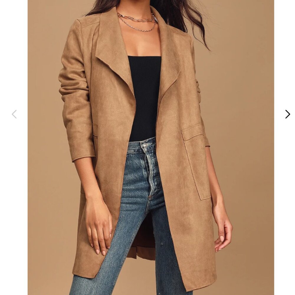 Lulus Tan Suede Jacket - Medium